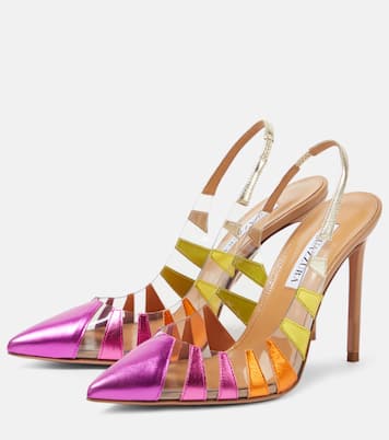 Salones destalonados Hot Rumor 105 de piel metalizada y PVC | Aquazzura