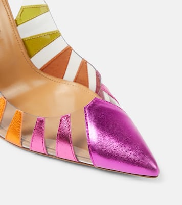 Salones destalonados Hot Rumor 105 de piel metalizada y PVC | Aquazzura