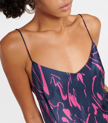 Vestido largo Lyon de seda estampado | Asceno