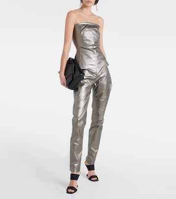 Metallic denim leggings  | Rick Owens