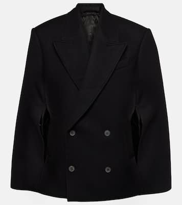 Double-breasted cropped virgin wool cape | Wardrobe.NYC
