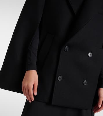 Double-breasted cropped virgin wool cape | Wardrobe.NYC