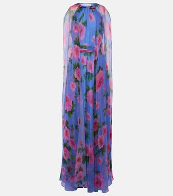 Floral caped halterneck silk gown | Carolina Herrera