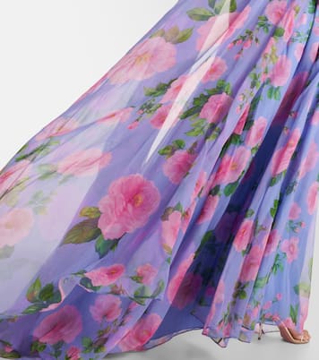 Floral caped halterneck silk gown | Carolina Herrera