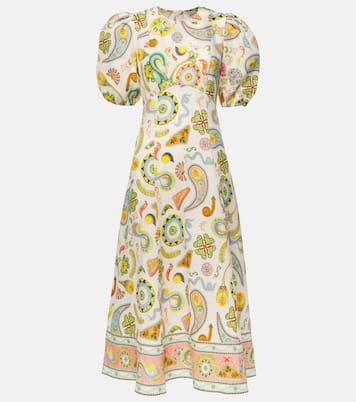 Arcade paisley linen midi dress | Alémais