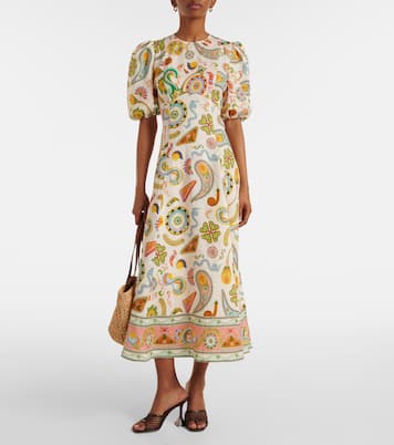 Arcade paisley linen midi dress | Alémais