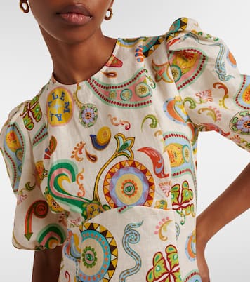 Arcade paisley linen midi dress | Alémais