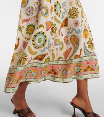 Arcade paisley linen midi dress | Alémais