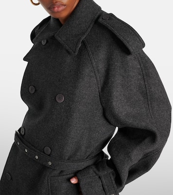 Grey wool trench coat outlet