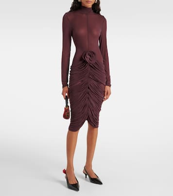 Vestido midi transparente con aplique floral | Magda Butrym