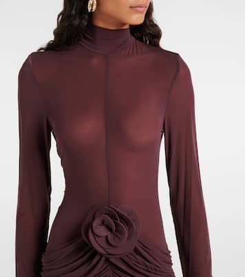 Vestido midi transparente con aplique floral | Magda Butrym