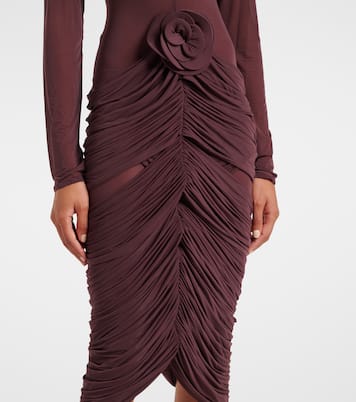 Vestido midi transparente con aplique floral | Magda Butrym