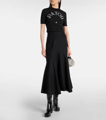 Falda peplum midi de mezcla de lana | Patou