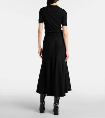 Falda peplum midi de mezcla de lana | Patou