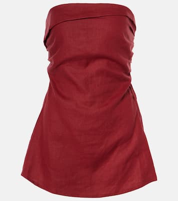 Boe strapless shirred linen top | Faithfull