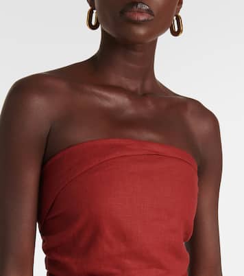 Boe strapless shirred linen top | Faithfull