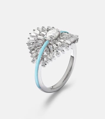 Anello per mignolo in oro bianco 18kt con diamanti | Kamyen