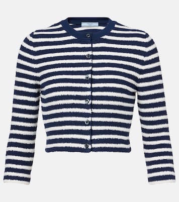 Cardigan in bouclé di misto cotone | Prada