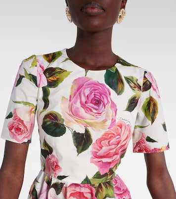 Abito midi in cotone con stampa floreale | Dolce&Gabbana