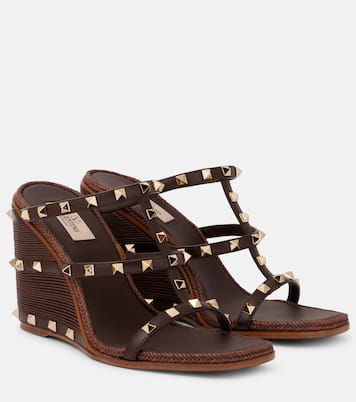Rockstud leather wedge mules  | Valentino Garavani