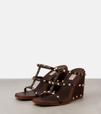 Rockstud leather wedge mules  | Valentino Garavani