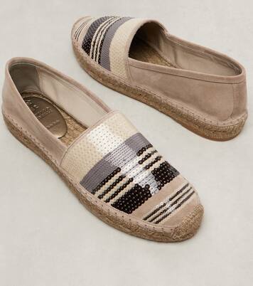 Espadrilles aus Veloursleder mit Pailletten | Brunello Cucinelli