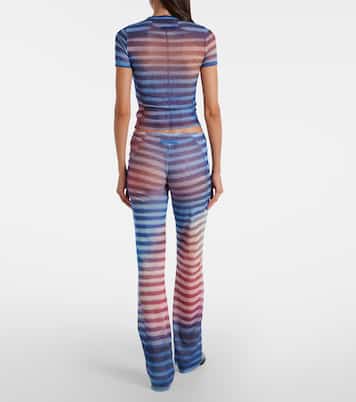 Printed striped mesh flared pants | Jean Paul Gaultier
