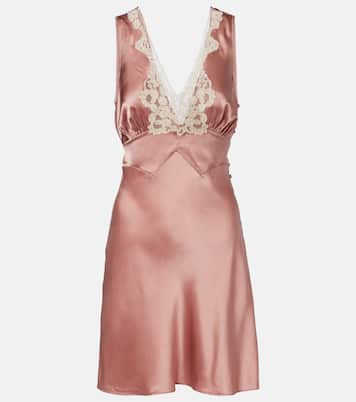 Lace-trimmed silk satin minidress | Chloé