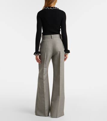 Checked wool and mohair wide-leg pants | Valentino
