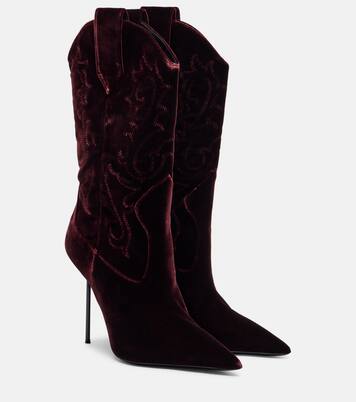 Lidia 105 velvet mid-calf boots | Paris Texas