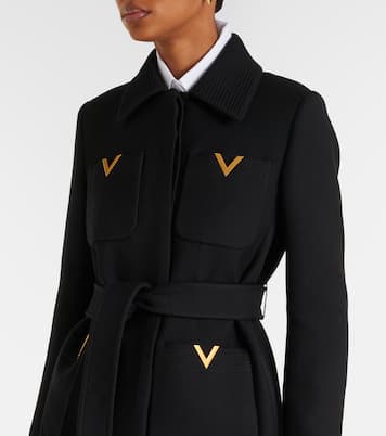 VGold 벨티드 울 실크 코트 | Valentino