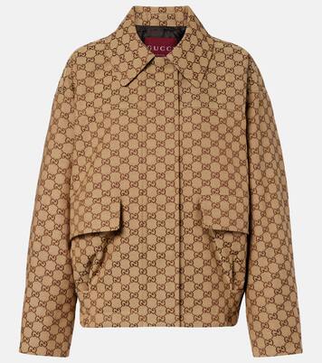 GG Canvas leather bomber jacket | Gucci
