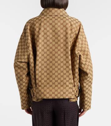 GG Canvas leather bomber jacket | Gucci