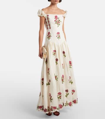 Siembra embroidered linen maxi dress | Agua by Agua Bendita