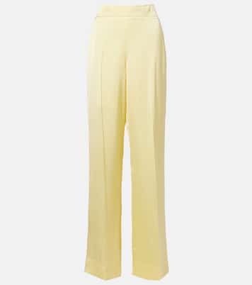 Pantalones rectos de satén de tiro medio | Jil Sander