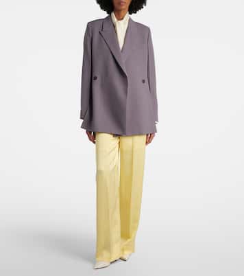 Pantalones rectos de satén de tiro medio | Jil Sander