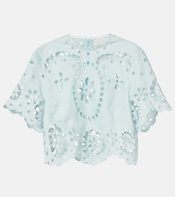 Awaken embroidered linen crop top | Zimmermann