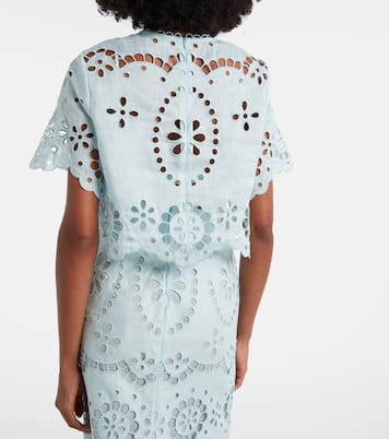 Awaken embroidered linen crop top | Zimmermann