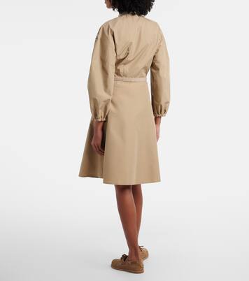 Belted cotton-blend poplin midi dress | Moncler