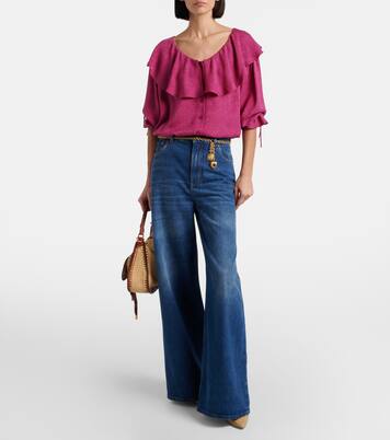 Ruffled silk jacquard blouse | Chloé
