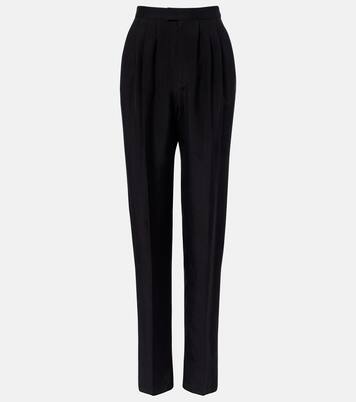 Pleated silk straight pants | Saint Laurent