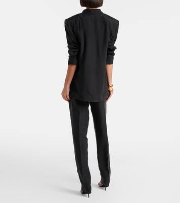 Pleated silk straight pants | Saint Laurent