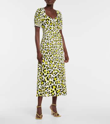 Robe midi Jade en crêpe à motif léopard | Diane von Furstenberg
