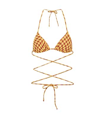 Praia checked tie-around bikini top | Tropic of C