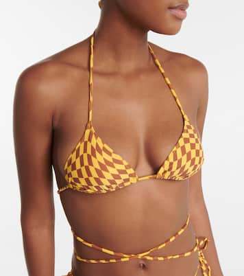 Praia checked tie-around bikini top | Tropic of C