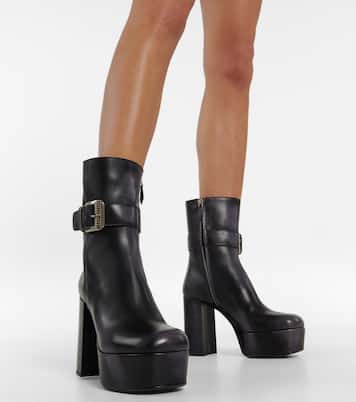 Platform leather ankle boots | Miu Miu
