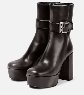 Platform leather ankle boots | Miu Miu