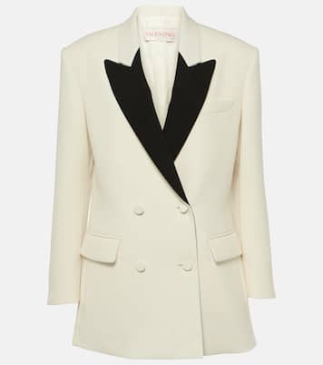 Double-breasted wool-blend crêpe blazer | Valentino