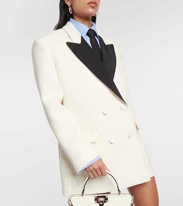 Double-breasted wool-blend crêpe blazer | Valentino