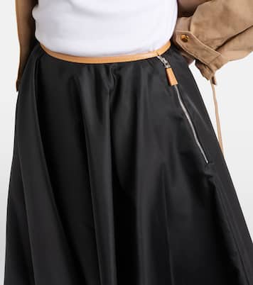 Gonna midi in Re-Nylon con pelle | Prada